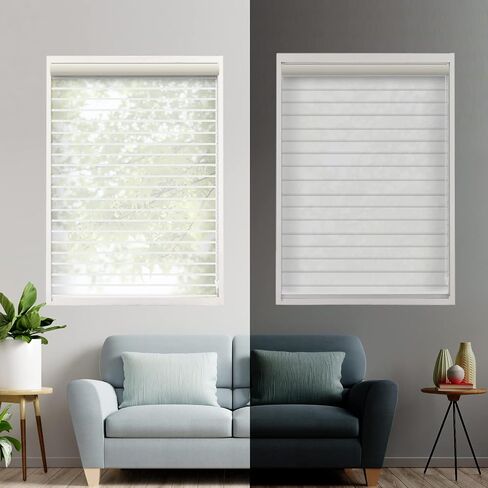 Custom Cut to Size Shangri-La Window Roller Shades Sheer Shades Light Filtering Room Darkening Solar Roller Blinds UV Protection Light Control for Day and Night Soft White XG6013-1 in Kuwait