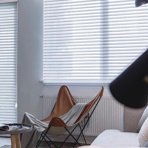 Custom Cut to Size Shangri-La Window Roller Shades Sheer Shades Light Filtering Room Darkening Solar Roller Blinds UV Protection Light Control for Day and Night Soft White XG6013-1 in Kuwait