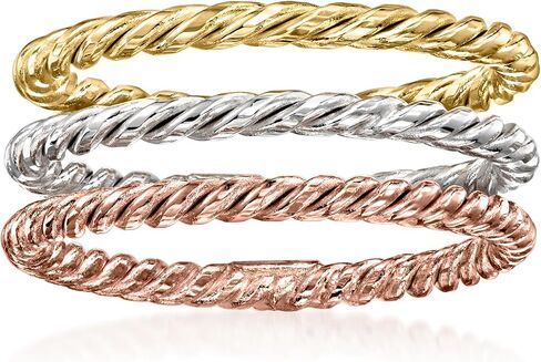 Ross-Simons 18kt Tri-Colored Gold Jewelry Set: 3 Roped Rings in Saudi Arabia