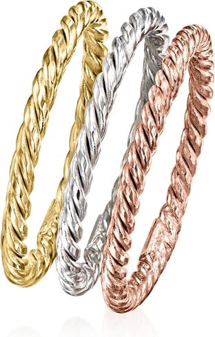 Ross-Simons 18kt Tri-Colored Gold Jewelry Set: 3 Roped Rings in Saudi Arabia