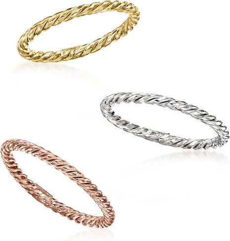 Ross-Simons 18kt Tri-Colored Gold Jewelry Set: 3 Roped Rings in Saudi Arabia