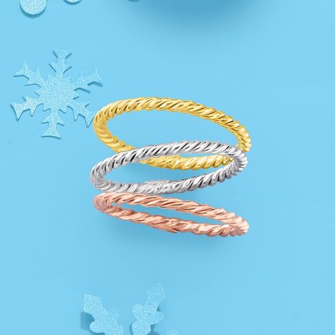 Ross-Simons 18kt Tri-Colored Gold Jewelry Set: 3 Roped Rings in Saudi Arabia