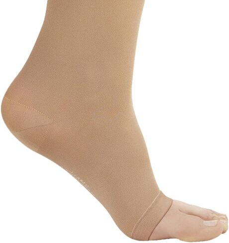 Ames Walker AW Style 213 Microfiber Opaque 20-30 mmHg Firm Compression Open Toe Knee High Stockings Black Small in Kuwait