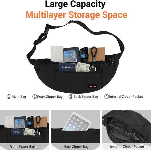 MAXTOP Large Christmas Fanny Pack with 4-Zipper Pockets, Christmas Bag Gifts for Enjoy Festival Sports Workout Traveling Running Casual Hands-Free Waist Pack Crossbody Phone Bag Carrying All Phones in Kuwait