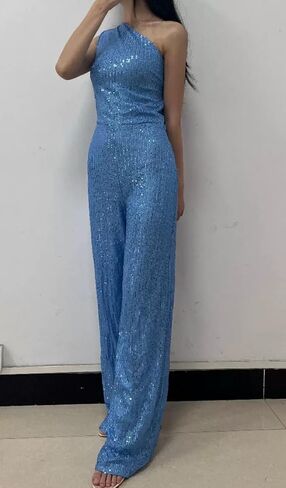 Women's Sparkly Sequin Jumpsuit Ladies Shiny Sequin Overalls Pants in Kuwait
