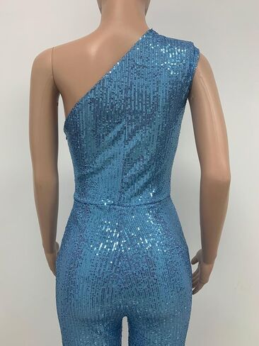 Women's Sparkly Sequin Jumpsuit Ladies Shiny Sequin Overalls Pants in Kuwait