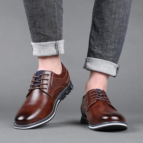 Men's Casual Dress Shoes Classic Leather Business Office Derby Shoes Comfortable Fashion Formal Oxford Sneakers in Saudi Arabia