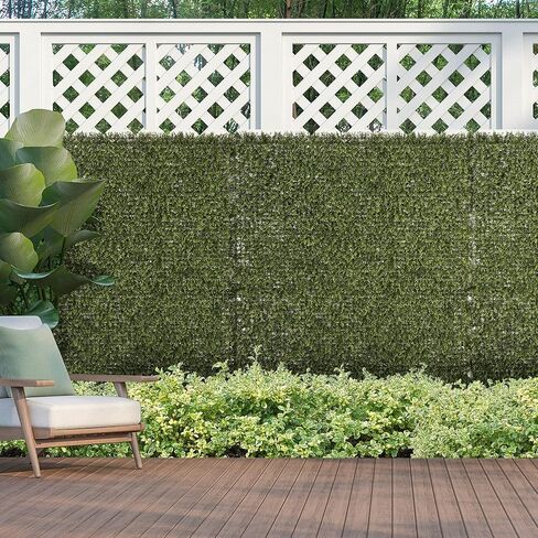 لوحة جدار العشب الاصطناعي خلفية ، 12 حزمة 20 "× 20" لوحات تغطية خصوصية خشب البقس للديكور الداخلي والخارجي ، الأخضر in Kuwait