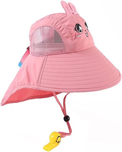 Kids Sun Hat مع رفرف الرقبة حزام الفتيات الفتيان UV حماية الشمس شمس upf 50+ قبعة صيد شاطئ واسعة in Kuwait