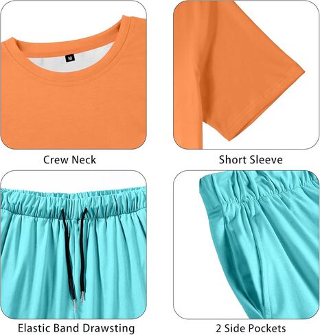 LecGee Men's 2 Piece Short Sleeve Tracksuit Tropical Graphic T Shirt Hawaiian Tee Solid Shorts Set Summer Casual Outfits in Kuwait