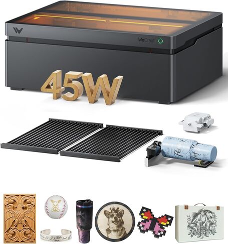 WECREAT Vision 20W(20,000mW) Laser Engraver, 4-in-1 Desktop Diode Laser Engraver and Cutter with Rotary, Smart Camera, Auto-Lifting Enclosure, Air Assist and Laser Bed for Wood Acrylic Metal in Kuwait