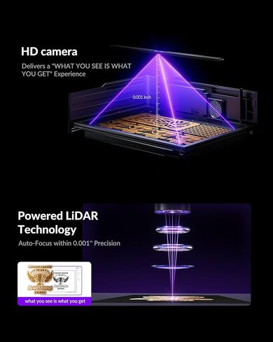 WECREAT Vision 20W(20,000mW) Laser Engraver, 4-in-1 Desktop Diode Laser Engraver and Cutter with Rotary, Smart Camera, Auto-Lifting Enclosure, Air Assist and Laser Bed for Wood Acrylic Metal in Kuwait