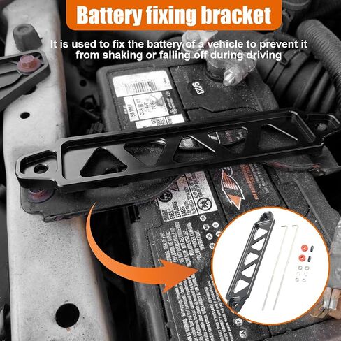 Car Battery Hold Down Bracket, Aluminum Alloy Battery Tie Down Mount Bracket with Stainless Steel J Bolts, Vehicle Batteries Tray Holder Lock Accessories for Cars, SUVs, Trucks (Blue) in Saudi Arabia
