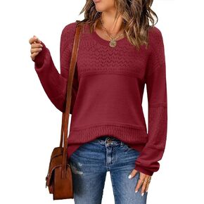 Zeagoo Sweaters for Women Long Sleeve Tops Soft Knit Crew Neck Pullover Sweater Lightweight Crochet 2025 Fall Outfits in Kuwait