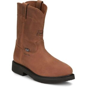 Justin Round-up 10'' Men's Steel Toe Work Boot, Durable Leather, Slip-Resistant, Waterproof, Cushioned Insole in Kuwait