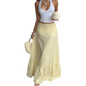 Milumia Women's Conglicing Shend Hend A Line Skirt Mid Summer Beach Maxi Virts in Kuwait