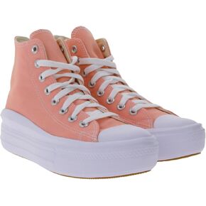 حذاء رياضي Chuck Taylor All Star Move Hi من القماش الكتاني للجنسين من Converse - نمط إغلاق برباط - فلامنغو/أبيض/أبيض 11 in Kuwait