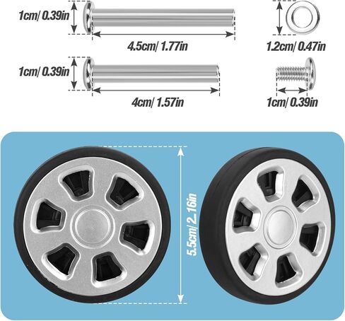 8Pcs 2.09in/53mm Replacement Luggage Wheels 360 Spinner Repair Set Swivel Wheel, Smooth Universal PVC Rubber Swivel Trolley Casters Bearings Repair Tools Set, Grey in Kuwait