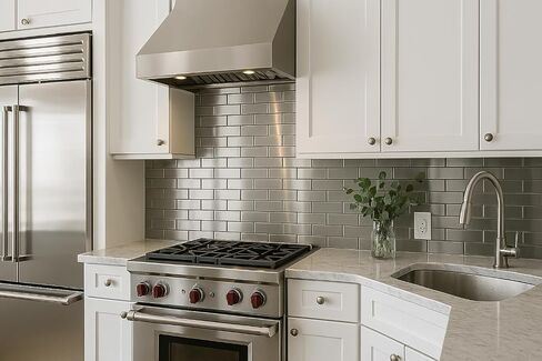 TENEDOS 2X4 Subway Subway STELL BAYLE MOSAIC ، مثبت على الشبكات من أجل المطبخ باكسبلاش ، ولهجة جدار الحمام-الشكل المعدني الحديث (ورقة واحدة) in Kuwait