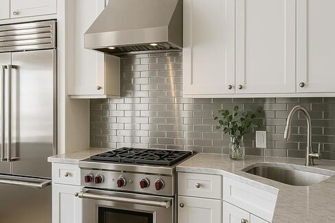 Tenedos 2x4 Brick Subway Stainless Steel Mosaic Tile, Mesh-Mounted for Kitchen Backsplash, Bathroom Wall Accent – Modern Metal Look (1 Sheet) in Kuwait