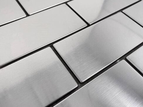 Tenedos 2x4 Brick Subway Stainless Steel Mosaic Tile, Mesh-Mounted for Kitchen Backsplash, Bathroom Wall Accent – Modern Metal Look (1 Sheet) in Kuwait