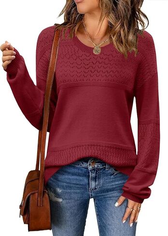 Zeagoo Sweaters for Women Long Sleeve Tops Soft Knit Crew Neck Pullover Sweater Lightweight Crochet 2025 Fall Outfits in Kuwait