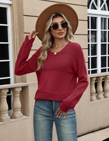 Zeagoo Sweaters for Women Long Sleeve Tops Soft Knit Crew Neck Pullover Sweater Lightweight Crochet 2025 Fall Outfits in Kuwait