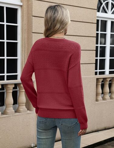Zeagoo Sweaters for Women Long Sleeve Tops Soft Knit Crew Neck Pullover Sweater Lightweight Crochet 2025 Fall Outfits in Kuwait