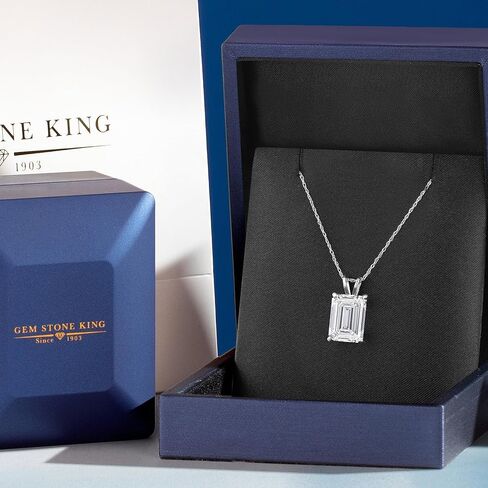 GEM Stone King 4.00 CT IGI معتمد من الزمرد المختبر المزرور قلادة الماس للنساء | 14K الذهب الأبيض | اللون E-F | VS1-VS2 Clarity | قلادة ذهبية للنساء | مع سلسلة ذهبية 18 بوصة in Saudi Arabia