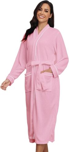 RONGTAI Womens Waffle Robe Waffle Long Sleeve Bathrobe with Belted and Pockets Lightweight Housecoat S-XXL in Saudi Arabia