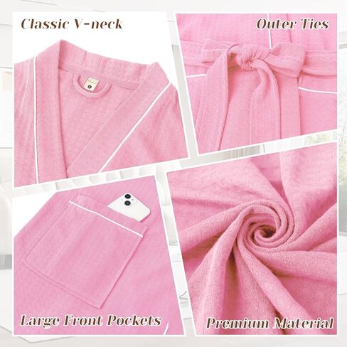 RONGTAI Womens Waffle Robe Waffle Long Sleeve Bathrobe with Belted and Pockets Lightweight Housecoat S-XXL in Saudi Arabia
