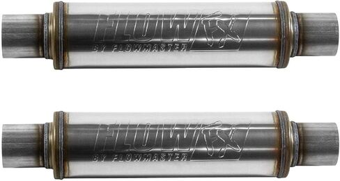 71419 تدفق كاتم الصوت (2 حزمة) ، متوافق مع FlowMaster ، 3.00 in/out - جولة مستديرة - صوت معتدل - الفولاذ المقاوم للصدأ in Kuwait