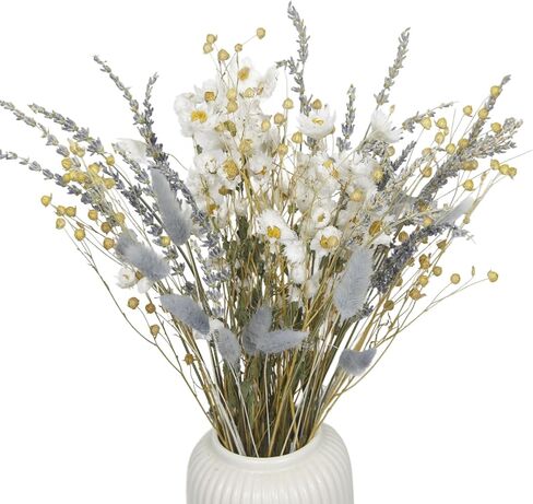 CISDUEO Dried Flowers Bouquet Dried Daisy Flowers Natural Lavender Bundles Dried Gerber Daisies Flowers Grey Bunny Tails Floral Arrangements for Wedding Table Centerpiece Decor Farmhouse DIY in Saudi Arabia