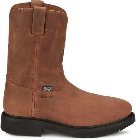 Justin Round-up 10'' Men's Steel Toe Work Boot, Durable Leather, Slip-Resistant, Waterproof, Cushioned Insole in Kuwait