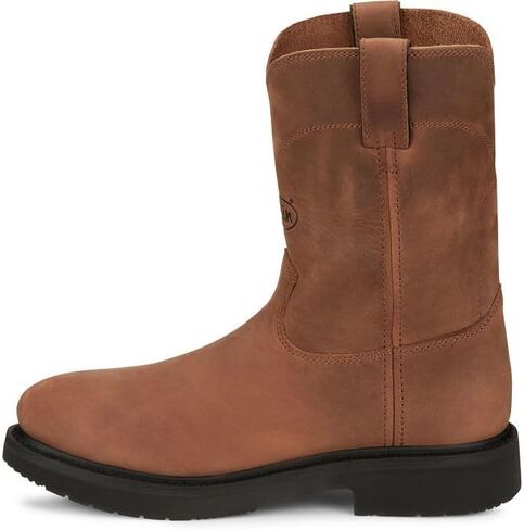 Justin Round-up 10'' Men's Steel Toe Work Boot, Durable Leather, Slip-Resistant, Waterproof, Cushioned Insole in Kuwait