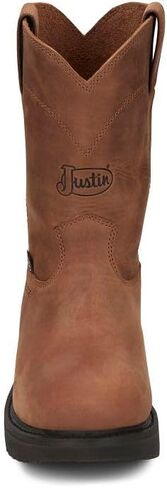 Justin Round-up 10'' Men's Steel Toe Work Boot, Durable Leather, Slip-Resistant, Waterproof, Cushioned Insole in Kuwait