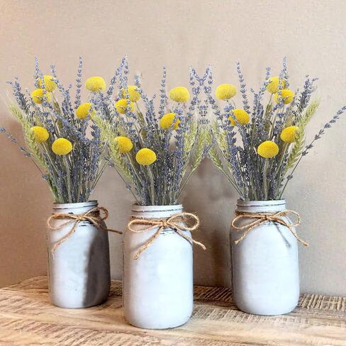 CISDUEO Dried Flowers Bouquet Dried Daisy Flowers Natural Lavender Bundles Dried Gerber Daisies Flowers Grey Bunny Tails Floral Arrangements for Wedding Table Centerpiece Decor Farmhouse DIY in Saudi Arabia