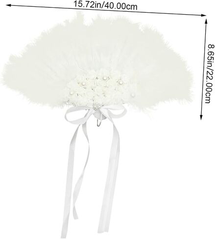 Wedding Party Handheld Plume Folding Fan Floral Decoration Portable Lace Design for Brides and Guests Wedding Prop and Keepsake in Saudi Arabia