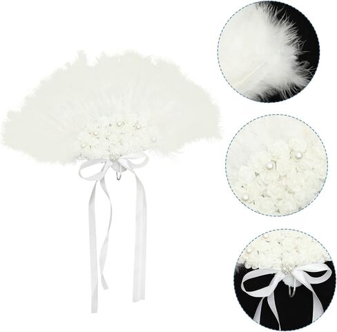 Wedding Party Handheld Plume Folding Fan Floral Decoration Portable Lace Design for Brides and Guests Wedding Prop and Keepsake in Saudi Arabia