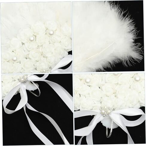 Wedding Party Handheld Plume Folding Fan Floral Decoration Portable Lace Design for Brides and Guests Wedding Prop and Keepsake in Saudi Arabia
