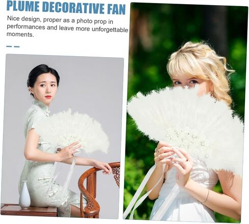 Wedding Party Handheld Plume Folding Fan Floral Decoration Portable Lace Design for Brides and Guests Wedding Prop and Keepsake in Saudi Arabia