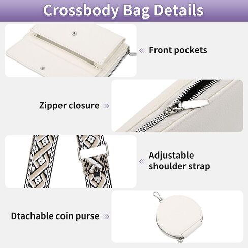 Uxcell Small Crossbody المحافظ للنساء ، حقيبة يد المحفظة مع محفظة العملة المعدنية in Kuwait