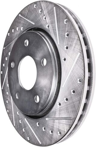 Detroit Axle - Front Brake Kit for 2016-2020 Kia Sorento 2017-2018 Santa Fe Sport, 2019 Drilled and Slotted Disc Brake Rotors Ceramic Brakes Pads with Hardware Replacement : 12.60" inch Rotors in Saudi Arabia