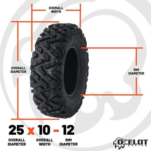 OCELOT RT350 25X10X12 UTV TIRES All-Terrain Tyre 6-ply Bias Construction Non-Direction Agraction Pattern for Tranbability و Grip و Off-tires ، إطارات ATV 25x10x12 in Saudi Arabia