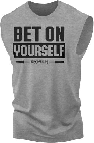 Bet on Yourself Graphic Fitness Tank, Sleeveless Bodybuilding Athletic Tank Top in Kuwait
