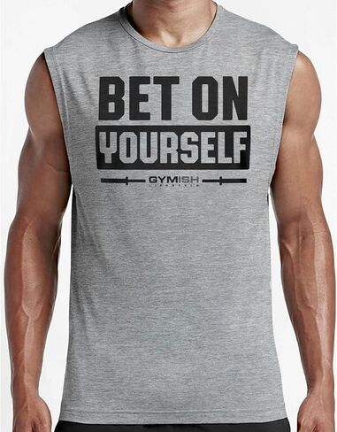 Bet on Yourself Graphic Fitness Tank, Sleeveless Bodybuilding Athletic Tank Top in Kuwait