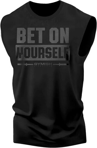 Bet on Yourself Graphic Fitness Tank, Sleeveless Bodybuilding Athletic Tank Top in Kuwait