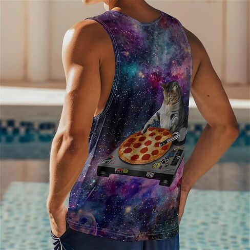 زرقاء الفيل للرجال يتصدرون الصيف بلا أكمام تي شيرت القمصان الشاطئية الشاطئية الشاطئ. in Kuwait