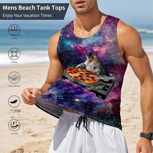 زرقاء الفيل للرجال يتصدرون الصيف بلا أكمام تي شيرت القمصان الشاطئية الشاطئية الشاطئ. in Kuwait