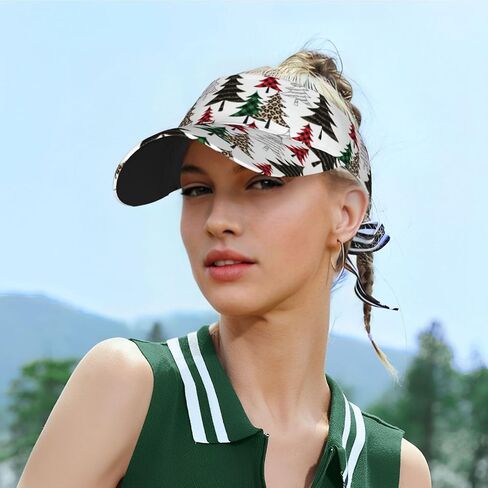 Christmas Snowflake Plaid Sport Sun Visor Hat Adjustable Empty Top Baseball Cap Visor Cap Xmas Hats for Women Men in Saudi Arabia